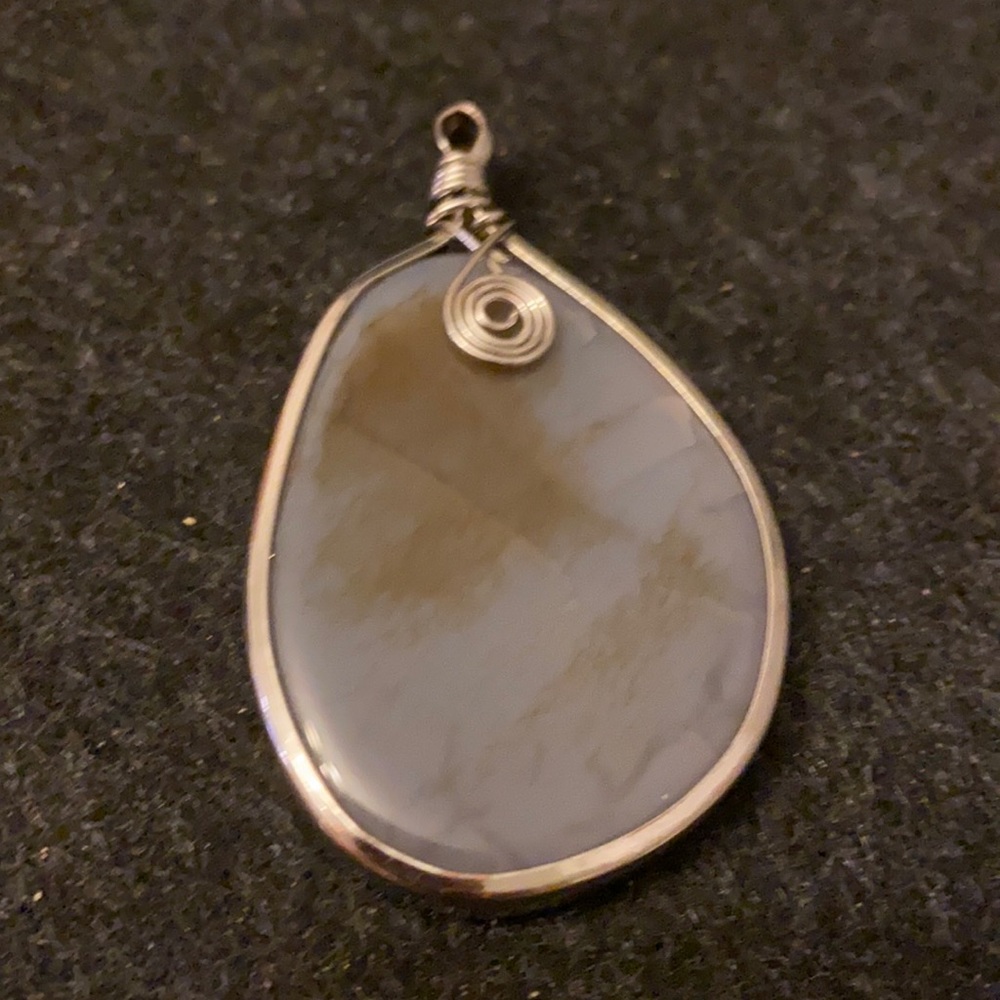 Gray Agate Silver Pendant